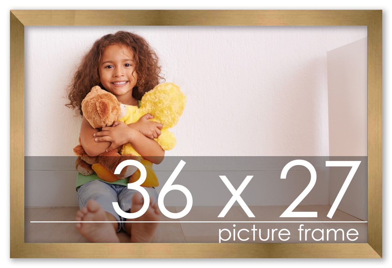 36x27 Gold Bronze Wood Picture Frame - UV Acrylic, Foam Board Backing, Hanging Hardware